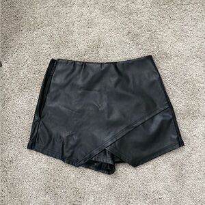 Black Faux Leather Women Shorts